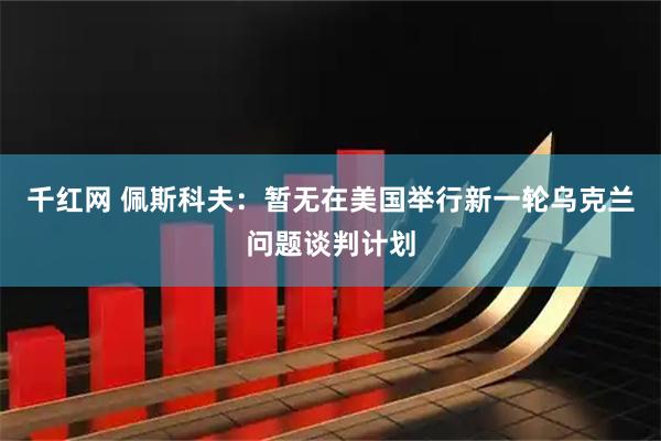 千红网 佩斯科夫：暂无在美国举行新一轮乌克兰问题谈判计划